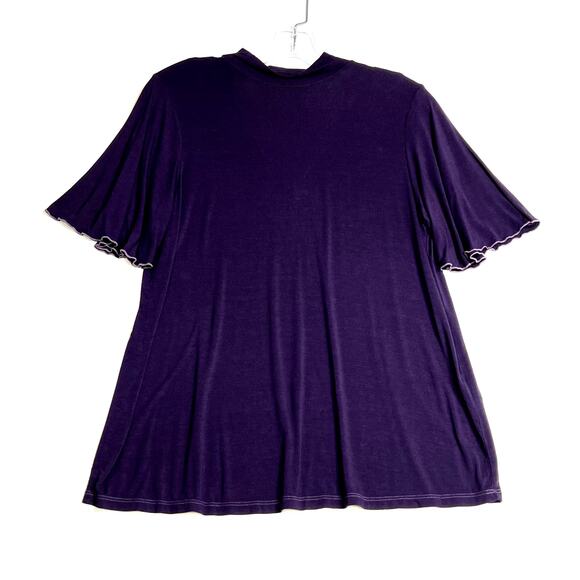 Michael Stars Tops - Anthropologie Michael Stars Mock Neck Top Purple Womens OS Flounce Sleeve